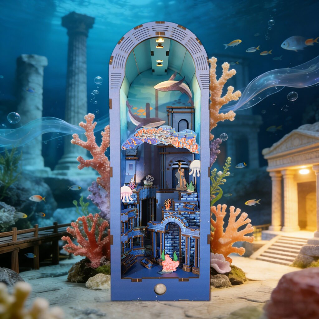Atlantis Book Nook: Light-Up Wooden Model Kit
