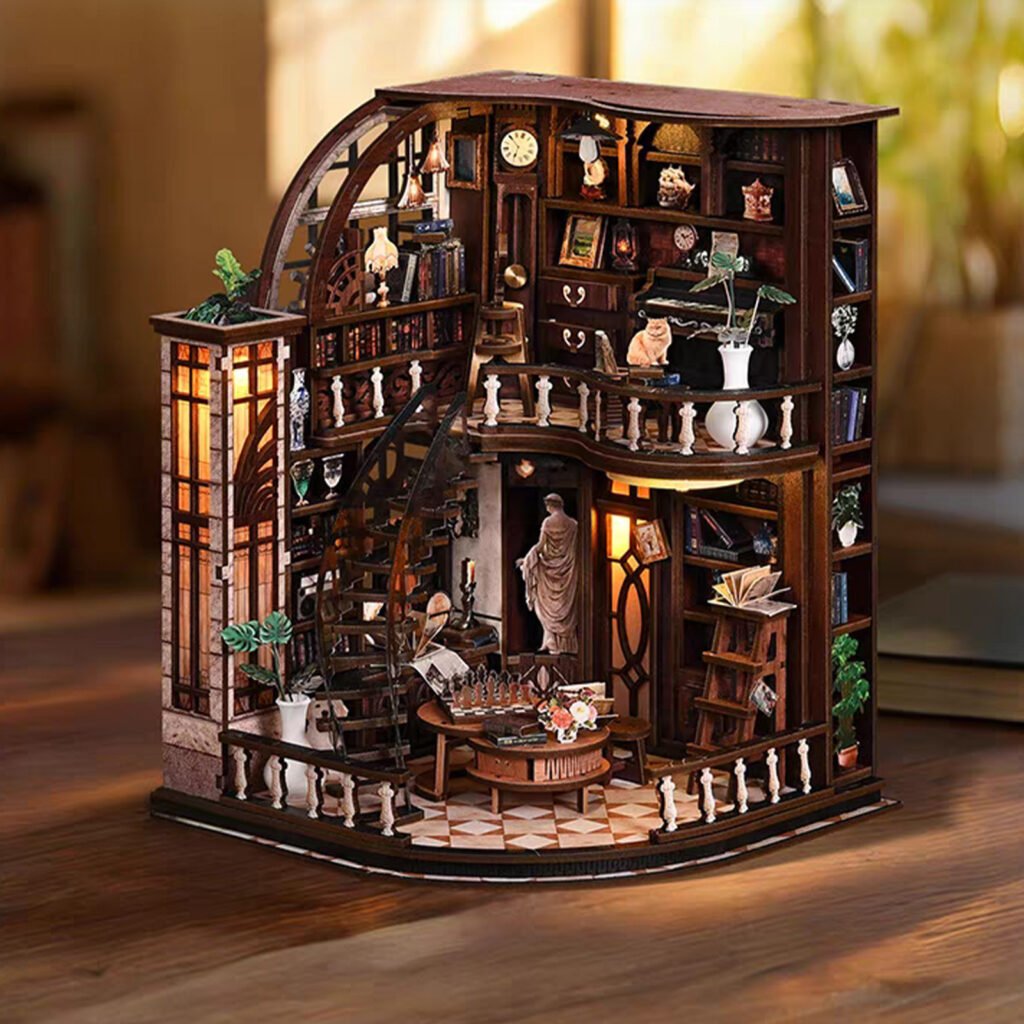 Lamplit Bookstore Book Nook wooden kit